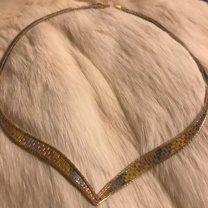 Preloved mesh trim color necklace 17”